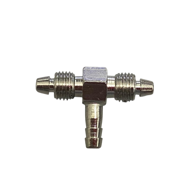C63 - Conexão em T – Ø3,3mm x Ø6,0mm x Ø3,3mm (Rosca x Espigão x Rosca)
